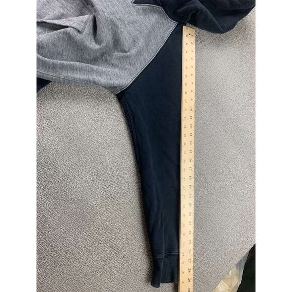 J Crew Vintage Fleece Hoodie Men M Cotton Raglan Pullover V Insert Gray Black - Picture 6 of 8